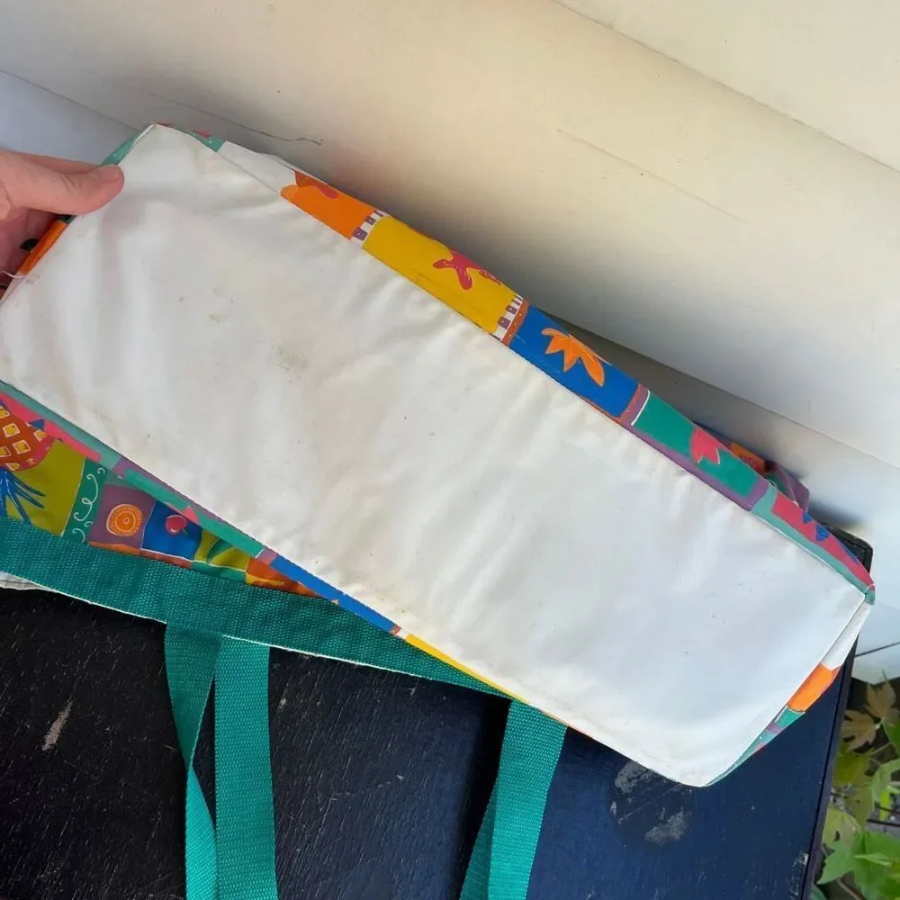 VTG 90s Tropical Vinyl Beach Tote Bag Poolside Coastal Grandma